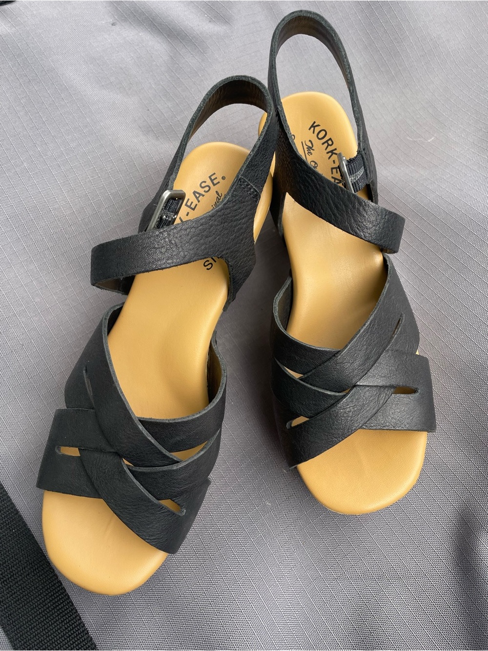 Black Leather Crisscross Slingback Platform Sandals